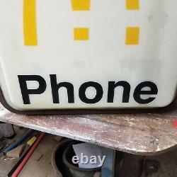 Rare Vintage Ronald Mcdonalds Téléphone Booth Sign Flange Double Côté Éclairé