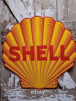 Rare Vintage Shell Porcelain 30 Double Sided Sign Us Gas Station Service Garage	 <br/> 

<br/> 
Signe double face rare en porcelaine vintage de Shell de 30 pouces pour station-service et garage aux États-Unis