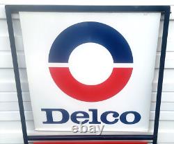 Rare enseigne de service de climatisation automobile DELCO originale - double face avec support
