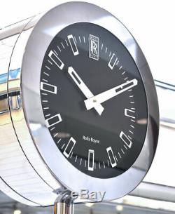 Rolls Royce Double Face Chrome Timepiece Horloge Grand Street Art Drapeaux Signe De Poste