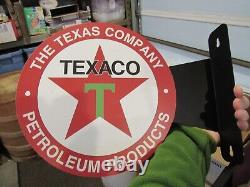 SIGNE FLANGE DOUBLE FACE DES PRODUITS PÉTROLIERS TEXACO STYLE VINTAGE ANNÉES 1930