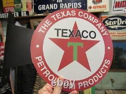 SIGNE FLANGE DOUBLE FACE DES PRODUITS PÉTROLIERS TEXACO STYLE VINTAGE ANNÉES 1930
