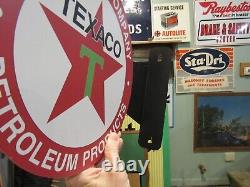 SIGNE FLANGE DOUBLE FACE DES PRODUITS PÉTROLIERS TEXACO STYLE VINTAGE ANNÉES 1930