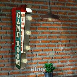 Salle De Jeu Double Sided Rustic Metal Marquee Led Light Up Arrow Sign Gameroom