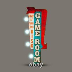 Salle De Jeu Double Sided Rustic Metal Marquee Led Light Up Arrow Sign Gameroom
