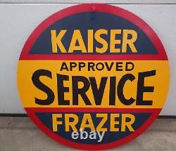 Service agréé Kaiser Frazer, panneau métallique double face de 22 pouces. L@@K RARE