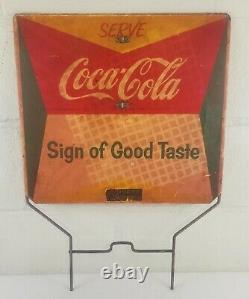 Servir Vintage Coca Cola Métal Rack Double Face Panneau De Mise Au Point 16 1/2 X 15 Pouces