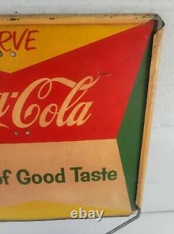 Servir Vintage Coca Cola Métal Rack Double Face Panneau De Mise Au Point 16 1/2 X 15 Pouces