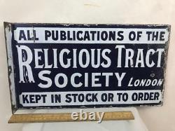 Signe D’émail Religious Tract Society Double Sided Porcelain Advertising Original