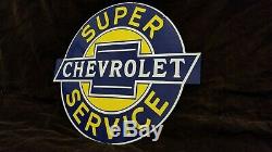 Signe De Revendeur De Station Service Service De Camions À Gaz Double Face En Porcelaine Vintage De Chevrolet
