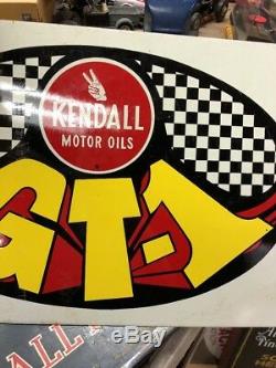 Signe En Métal De Station Service Double Face Vintage Kendall Gt1 Racing Oil