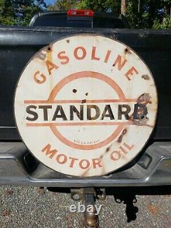 Signe Standard D’essence D’huile À Moteur Des Années 30. 30po. Porcelaine. Double Face