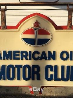 Signe Suspendu À Double Face De La Publicité Des Années 1960 American Oil Motor Club Amoco