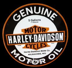 Signe en Émail Porcelaine Harley-Davidson 30x30 Pouces Double Face