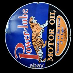 Signe en émail Porcelain Powerlube 30x0 pouces double face