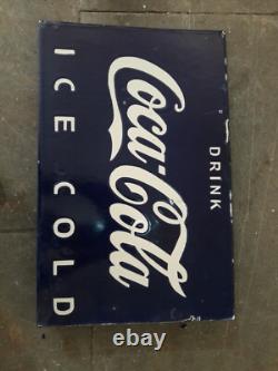 Signe en émail porcelaine Coca-Cola 24x16 pouces double face