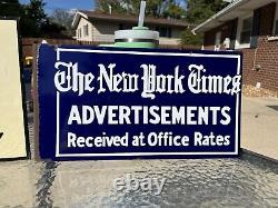 Signe en porcelaine à double face rare Vintage Original 1920s New York Times