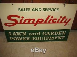 Simplicity Vintage Dealer Sign Tin Lourd Large Grande Suspension Double Face