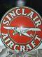 Sinclair Aircraft Porcelaine Émail Signe 30 Pouces Rond Double Face