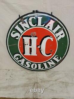Sinclair Double Sided Porcelaine 48 Gas Oil Vintage Signe À Collectionner