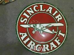 Sinclair Porcelaine Mesures Avion Émail Sign 48 Double Round Sided