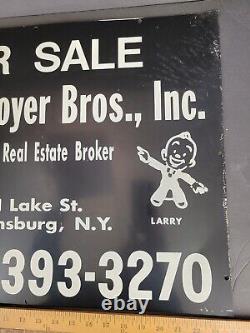 Smiling Boyer Bros. Vieille Publicité Real Estate Broker Double Signal Sided