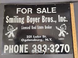 Smiling Boyer Bros. Vieille Publicité Real Estate Broker Double Signal Sided