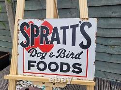 Spratts À Brange À Double Face Original Chien & Bird Foods Enamel Signe 16x12