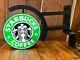 Starbucks Coffee 18 Authentique Double Face Lighted Signe Siren 1992 Logo De Travail