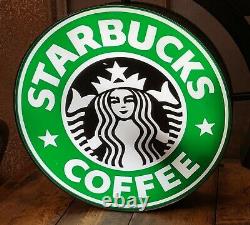 Starbucks Coffee 18 Authentique Double Face Lighted Signe Siren 1992 Logo De Travail