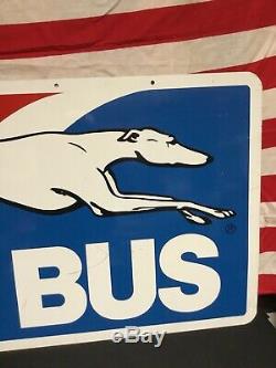 Terminal Rare Original Vintage Greyhound Bus Station Double Face Sign Métal