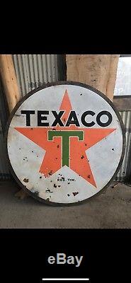 Texaco Double Face Porcelaine, Vintage Sign, Souvenirs Gas & Oil