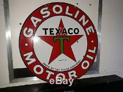 Texaco Oil Service Essence-moteur Station Signe, Double Face, 42, Porcelaine