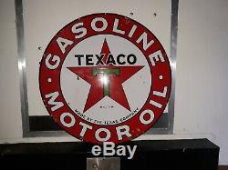 Texaco Oil Service Essence-moteur Station Signe, Double Face, 42, Porcelaine