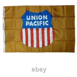 UNION PACIFIC RAILROAD Panneau publicitaire drapeau double face tout neuf 4' x 6'