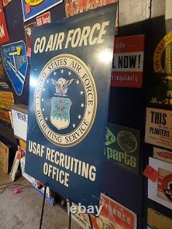 Us Air Force Usaf Recrutement Bureau Stout Sign Vietnam Era Double Face 60s
