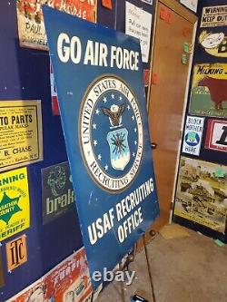 Us Air Force Usaf Recrutement Bureau Stout Sign Vietnam Era Double Face 60s