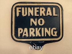 'Utilisé Original Sign Funeral Parking Seulement Double Face Bleu 13 Horreur Halloween'
