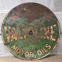 Valvoline Rare Pennsylvania Motor Oils 30 Double Face Peint Signe Gazole