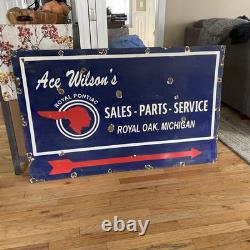 Vente de Service Pontiac Ancien, Royal Oak Michigan, Panneau en Porcelaine Double Face