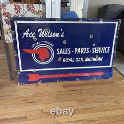 Vente de Service Pontiac Ancien, Royal Oak Michigan, Panneau en Porcelaine Double Face