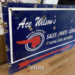 Vente de Service Pontiac Ancien, Royal Oak Michigan, Panneau en Porcelaine Double Face