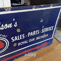Vente de Service Pontiac Ancien, Royal Oak Michigan, Panneau en Porcelaine Double Face