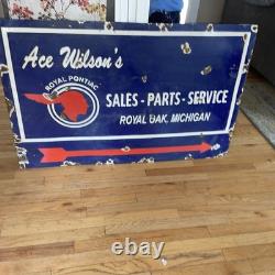 Vente de Service Pontiac Ancien, Royal Oak Michigan, Panneau en Porcelaine Double Face