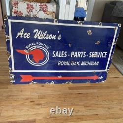 Vente de Service Pontiac Ancien, Royal Oak Michigan, Panneau en Porcelaine Double Face