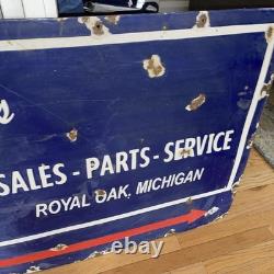 Vente de Service Pontiac Ancien, Royal Oak Michigan, Panneau en Porcelaine Double Face