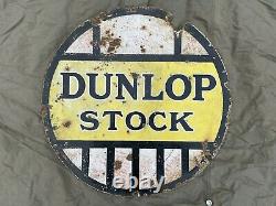Véritable Dunlop Stock Double Face Émail Panneau Publicitaire Automobilia 24 Pneus
