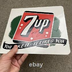 Vieux 7up Seven Up Soda Double Sided Adverting Flange Sign You Like It Likes You