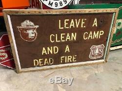 Vieux Vieillissement Fumée L'ours Clean Camp Dead Fire En Bois Patine Double Face