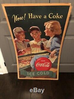 Vintage 1950 Coca Cola En Carton Signe, Maintenant! Avoir Un Coca-cola À Double Face, Advertisi